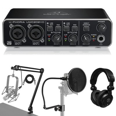 Behringer U-Phoria UMC202HD USB Audio Interface, Bundle with, Broadcast Arm with