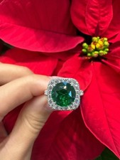 3.10Ct Round Cut Lab Grown Emerald  Diamond Engagement Ring 950 Platinum Size 7