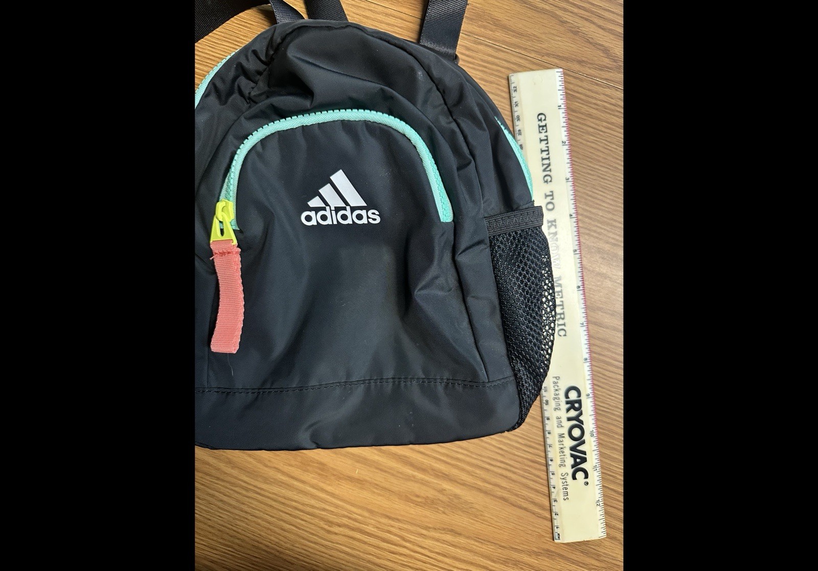 Adidas small backpack Black with multi color zipp… - image 2