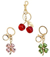 Four Leaf Clover Cherry Bag Charms Purse Keychains for Women Handbags, Cute T...