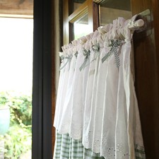 1pcs Cotton Linen Door Curtain Checked Half Curtain Kitchen Window Short Curtain