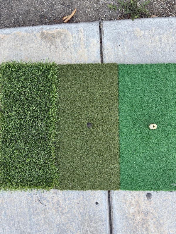 Golf Practice Swing Mat Green 3-Section Turf w/ 2 Holes, Outdoor