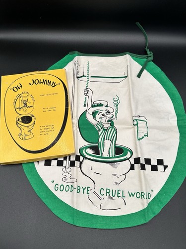 Vintage Novelty Humorous Toilet Seat Cover Oh Johnny “Goodbye Cruel World”