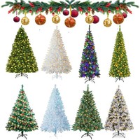 Christmas Tree With Lights 4/5/6/7FT Snow Covered/Pre Lit/LED Lights Pine Decor