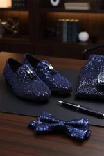 Barabas Men's Sequin Design Tassel Slip On Loafer Shoes 2SH3099