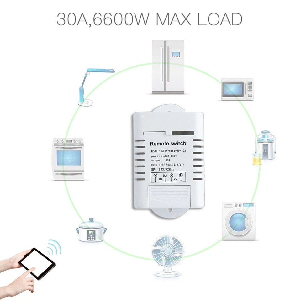 Interruptor temporizador calentador de agua 30A Wifi, interruptor inteligente bomba de agua AC220V NUEVO 1PC4i Foto 3 de 4