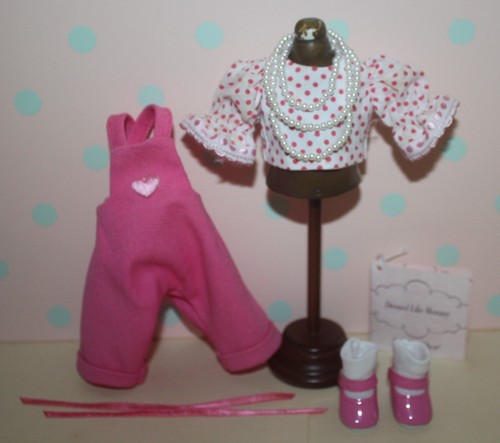 8" Madame Alexander rosa gepunktetes Outfit mit Etikett GEKLEIDET WIE MAMA