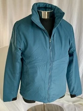 MACK RUSSO Hybrid Bomber / Windbreaker JACKET Teal Blue Zipper Pockets Sz M