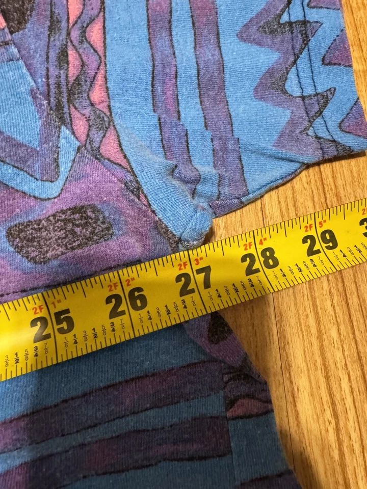 Pro Spirit 复古全印花 T 恤,带紫色抽象图案 Xl 90s — 第 3/4 张图片