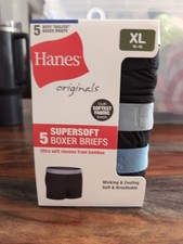 Hanes Originals Boys Tagless Boxer Briefs 5 Pk SZ XL 16/18 NEW Ultra Soft