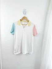 Lands End MT Pastel Colorblock Short Sleeve Blouse Women’s Medium Tall 