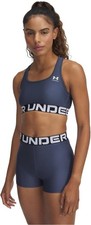 Under Armour Womens Heatgear Authentics Mid Impact Branded Sports Bra Casual L