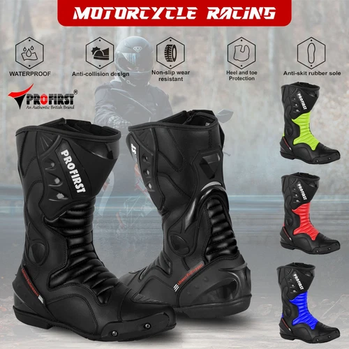 Men Motorcycle Boots Waterproof Leather Motorbike Boot CE Armoured Shoes UK Size