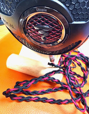 Cavo per cuffie Focal Utopia su misura abbinato rosso/nero placcato argento 4,4 mm - 2 m