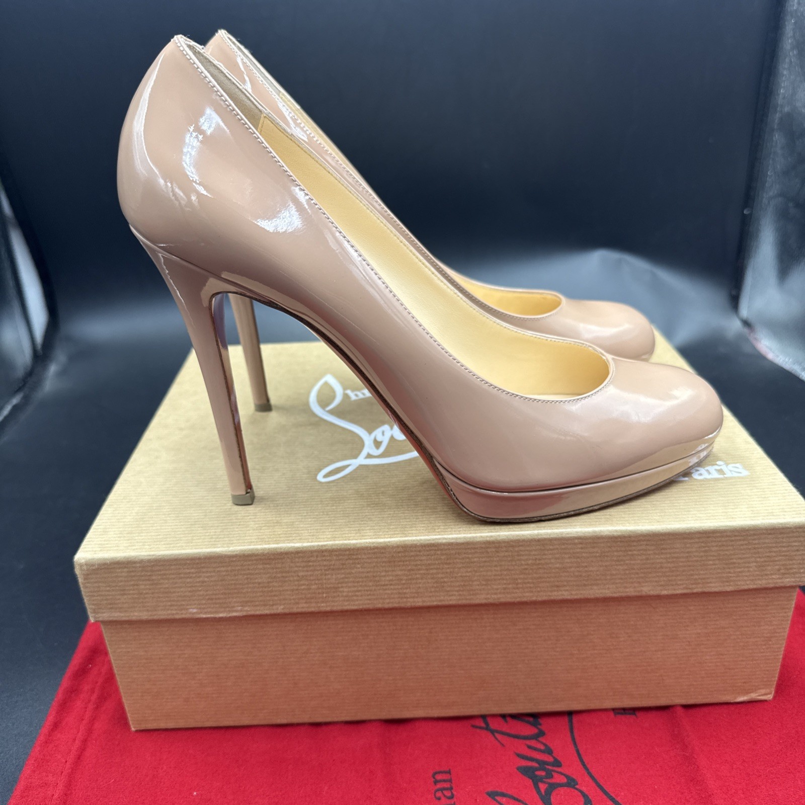 Christian Louboutin New Simple Pump 120 Patent Heels Nude Court Uk 7.5 Eu 40.5