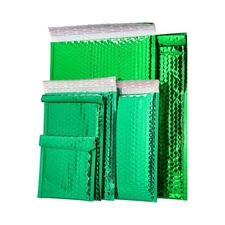 500 Glamour Metallic Green Poly Bubble Mailers Envelopes 7" x 6.75" Extra Wide