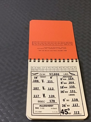 PAIR OF BAC ONE-ELEVEN V SPEEDS CHART BOOKS FOR ALLEGHENY AIRLINES, 1973 - Picture 9 of 13