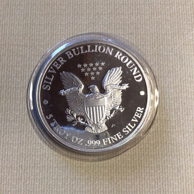 #ad #ad 5 Troy Oz .999 Fine Silver Round 2013 Bullion 5 Troy Oz Precious Metal Content $450.00