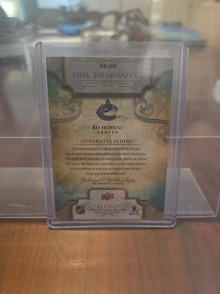 20/21 UD Artifacts Bo Horvat NHL Remnants relic Signed Guaranteed Authentic - Image 2 of 3