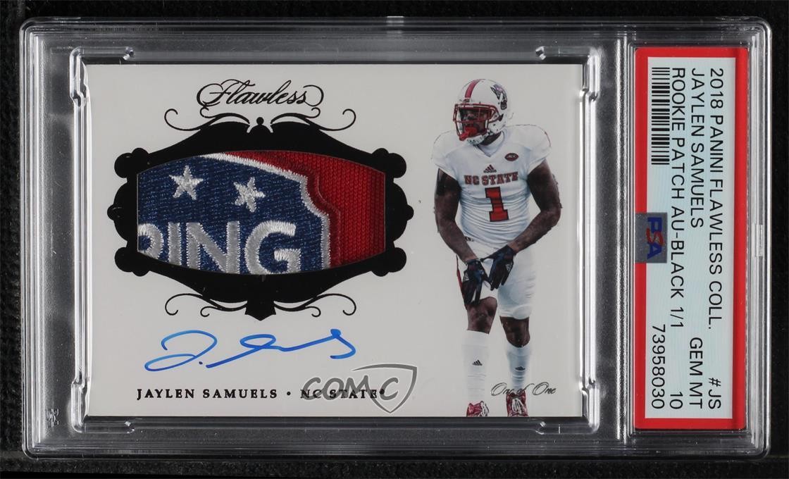 Jaylen Samuels Panini Flawless Collegiate Rookie Patch Autographs #JS Black 1/1