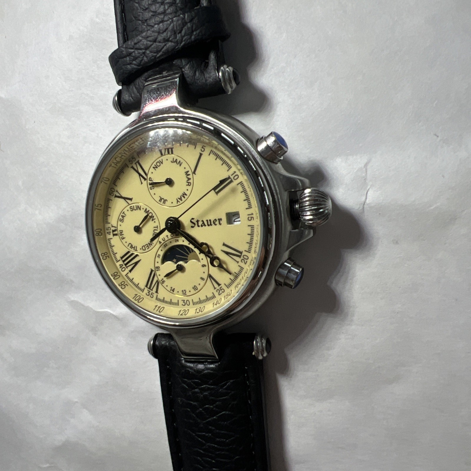 Stauer 1922 Moon Phase Automatic Silver Watch - image 3