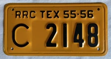 1955-1956 Texas Railroad Commission License Plate (#C 2148) "55-56" Near Mint
