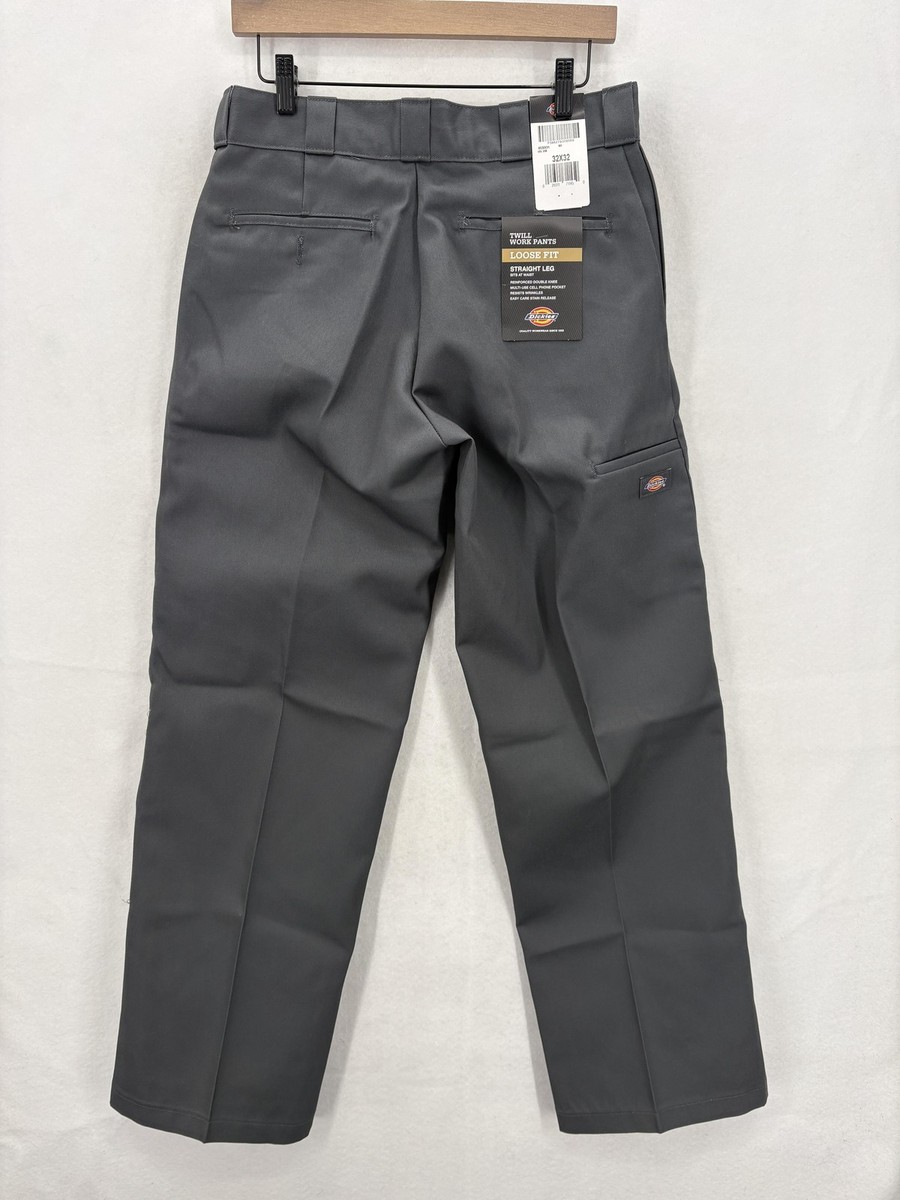 Dickies Twill Work Pants Mens 32x32 Gray Loose Fit Straight Leg