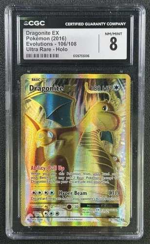 DRAGONITE CGC 8 2016 POKEMON XY EVOLUTIONS #106/108 ULTRA RARE HOLO 006