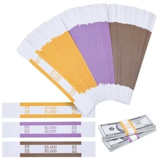 300-pack Money Bands, Self-adhesive Bill Wrappers, Assorted Labels & Colors