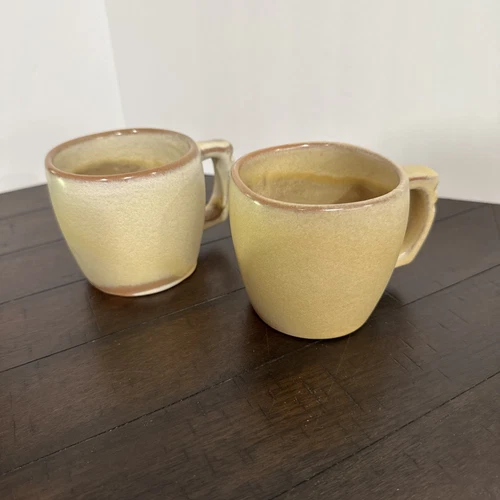 Vtg Frankoma Pottery 5C Desert Gold Plainsman Coffee Mug Set of 2 Cups