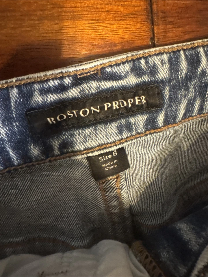 Женские джинсы Boston правильного размера 8 легкая кислотная стирка искусственно состаренные прямые штанины - Изображение 2 из 4