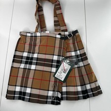 O'Neil Dublin Girls Kilt Brown Plaid Pleated Wool Kilt Skirt - Size 18 2T 