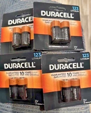 Duracell 123 Lithium Battery 2-Pack - DL123AB2 - New & Sealed - 8 Battery Lot -