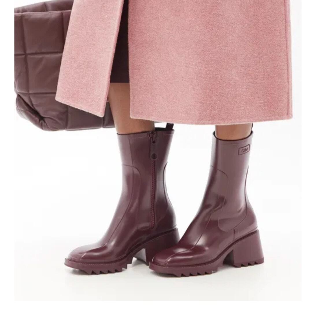 Chloe Betty Two Tone Santel Green Burgundy Rain Boots 36 Chloe Betty Two Tone Santel Green Burgundy Rain Boots 36