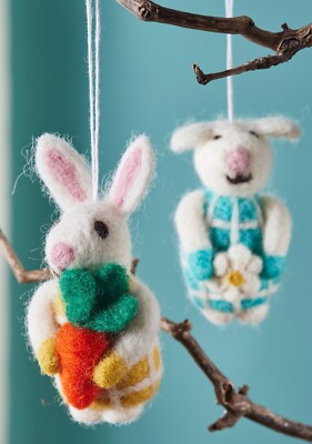 Fairtrade Handarbeit Öko Filz hängend Osterdeko Schaf Hase