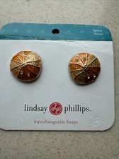 Lindsay Phillips “Becca” Gold Tone Oranges w/Gems Design Fashion Shoe Snaps Gift