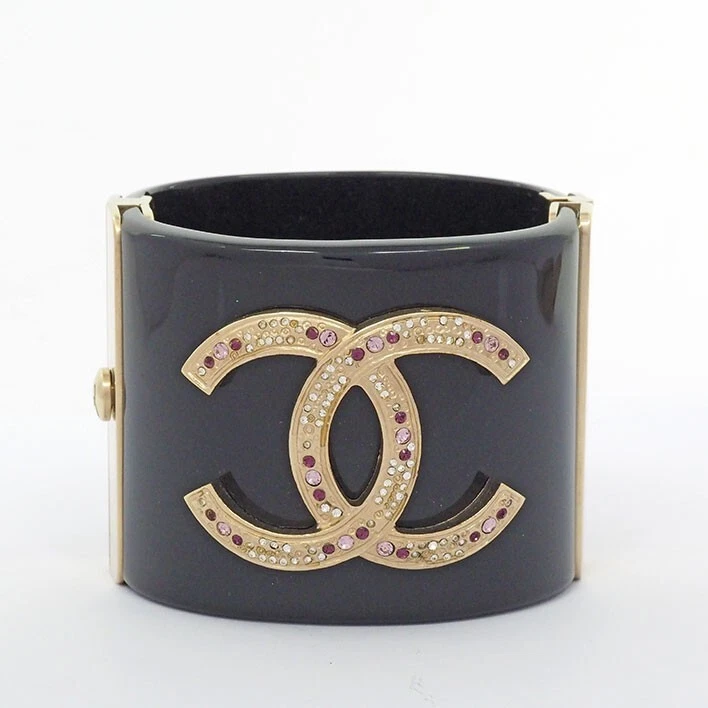 Bracciale CHANEL CC Logo Strass Bijoue Bracciale Polso 16cm Giappone [U
