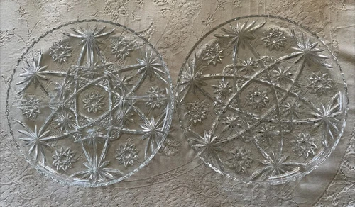 Set Of 2 Vintage Anchor Hocking Prescut EAPC 13.5” Serving Plate & 5-Part Relish