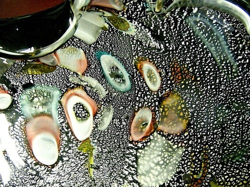 8.5" Vintage 60s Murano Bowl Tutti Frutti Black Amethyst Silver Flake Glass - Picture 7 of 8