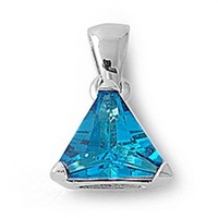 Trillion Cut Blue Cz .925 Sterling Silver Pendant on sale Trillion Cut Blue Cz .925 Sterling Silver Pendant on sale