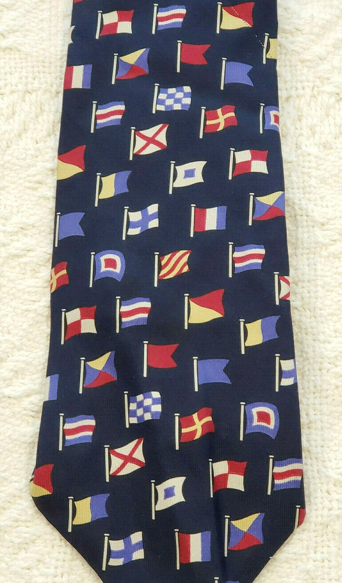 Christian Dior Jeune Homme All Silk Neck Tie Navy Blue Red Yellow
