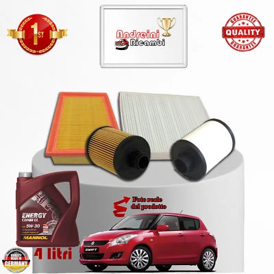 KIT TAGLIANDO FILTRI + OLIO SUZUKI SWIFT IV 1.3 DDiS 55KW 75CV DAL 2012 ->