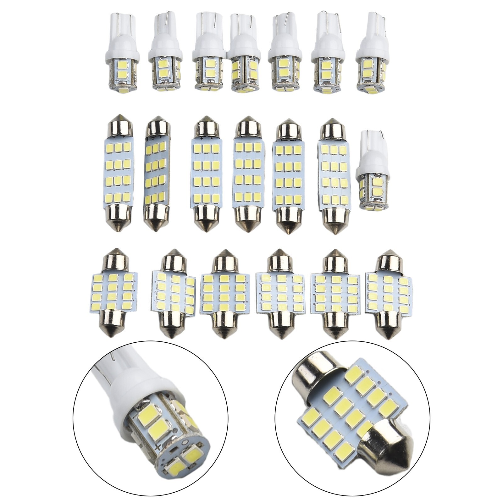 20Pcs White LED Car Interior Light Kit for Dome and License Plate Bulbs