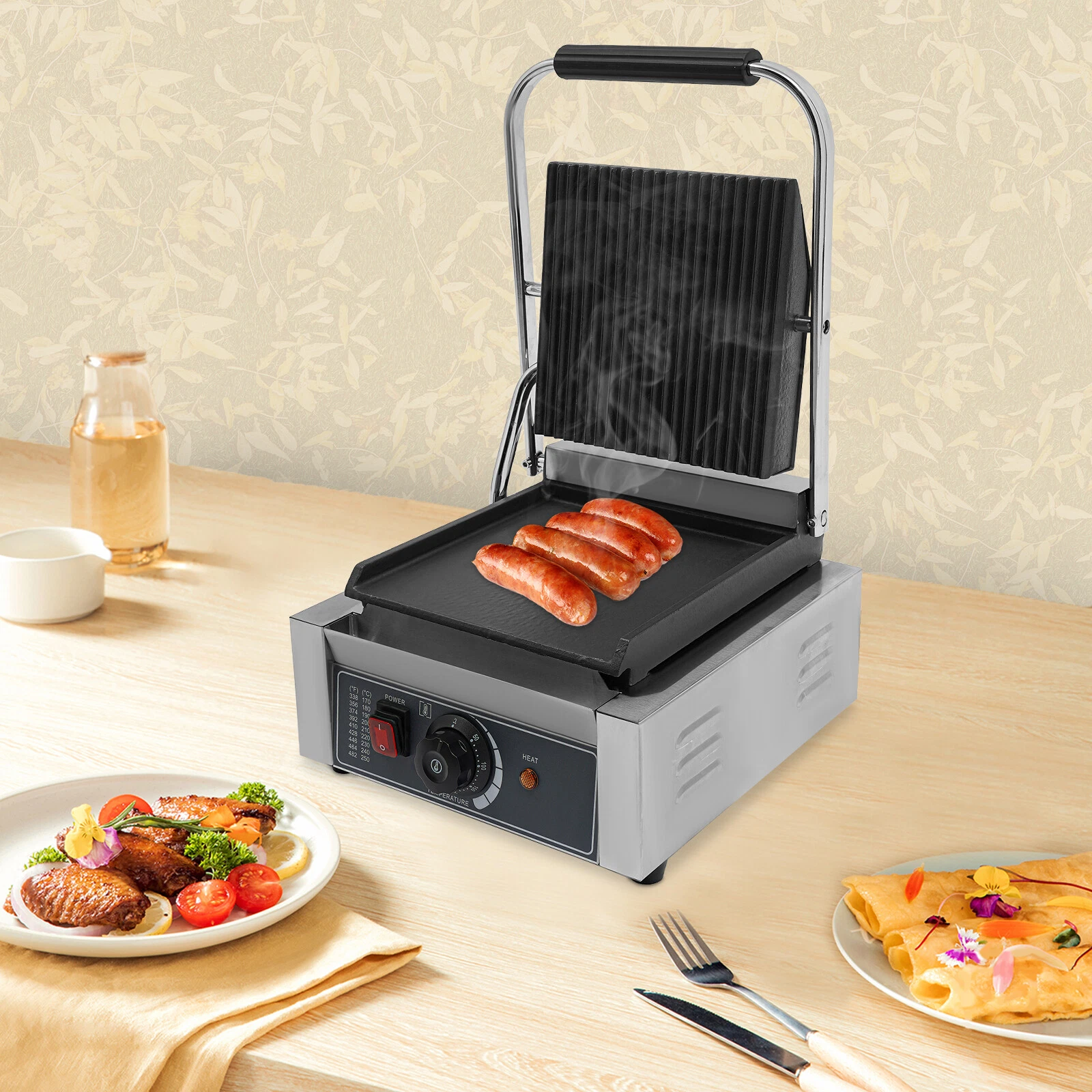 Commercial Panini Press Grill Electric Sandwich Maker Griddle Plate 8"x9" 1800W
Opens in a new windo
