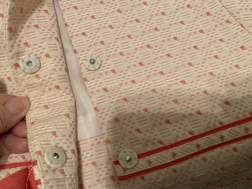 Nipon Boutique Women Sz 12 Pink Peplum Blazer Jacket Polka Dots Edging #116 - Picture 12 of 12