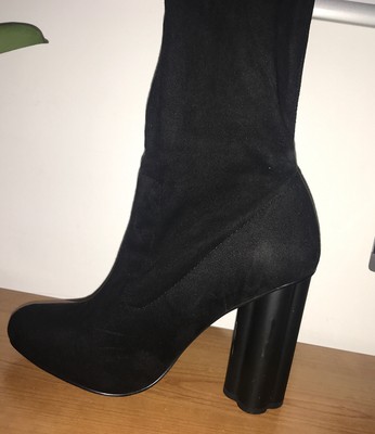 knitted sock boot block heel