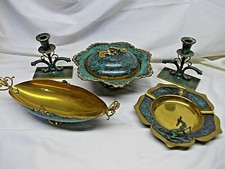 SET DA TAVOLA SOPRAMMOBILE IN OTTONE VINTAGE MADE IN ITALY