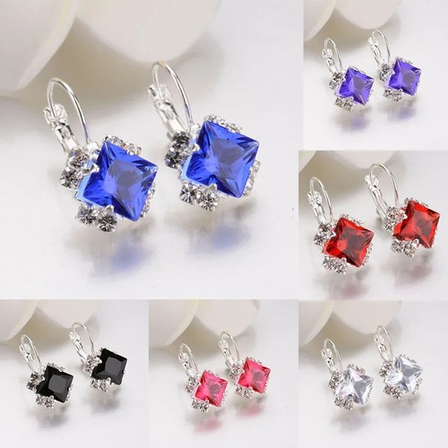 Silver Plated Stud Dangle Earrings With Cubic Zirconia Fashion Jewelry For Women - Picture 17 of 24