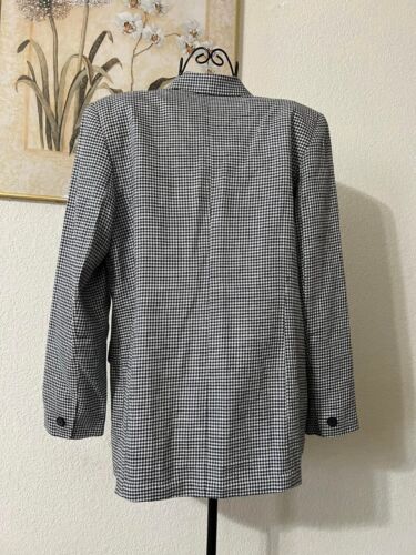 Amanda Smith Pure Linen Black&White Houndstooth Double Breasted Blazer Size 12 - Picture 4 of 17