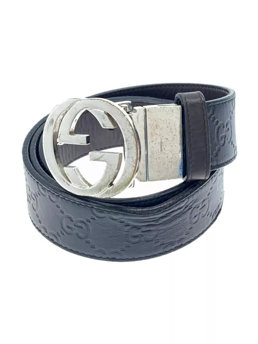 GUCCI belt Black total pattern men's 473030 Used